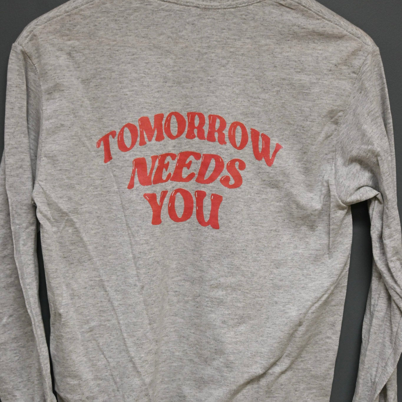 DISCOUNTED: STAY TOMMOROW NEEDS YOU GREY LONG SLEEVES