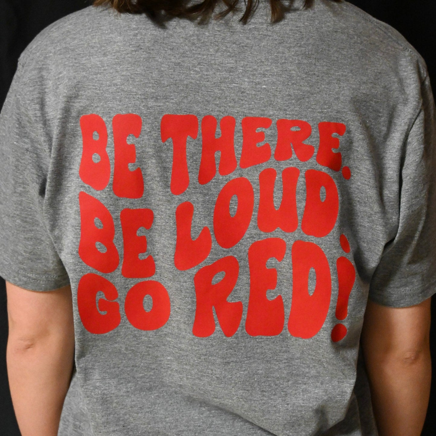 Sentinel "M" pocket design with "BE THERE BE LOUD GO RED" on back t-shirt