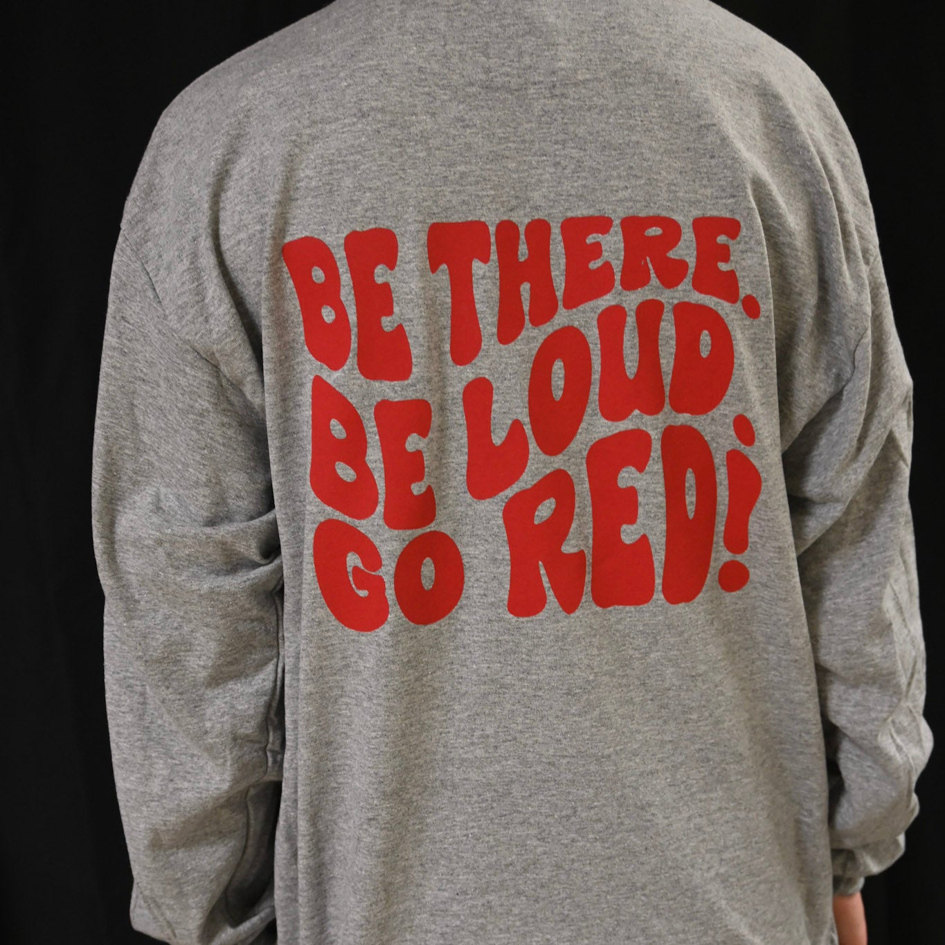 "Be There Be Loud Go Red" Design with pocket sentinel Helmet on front on Long sleeve