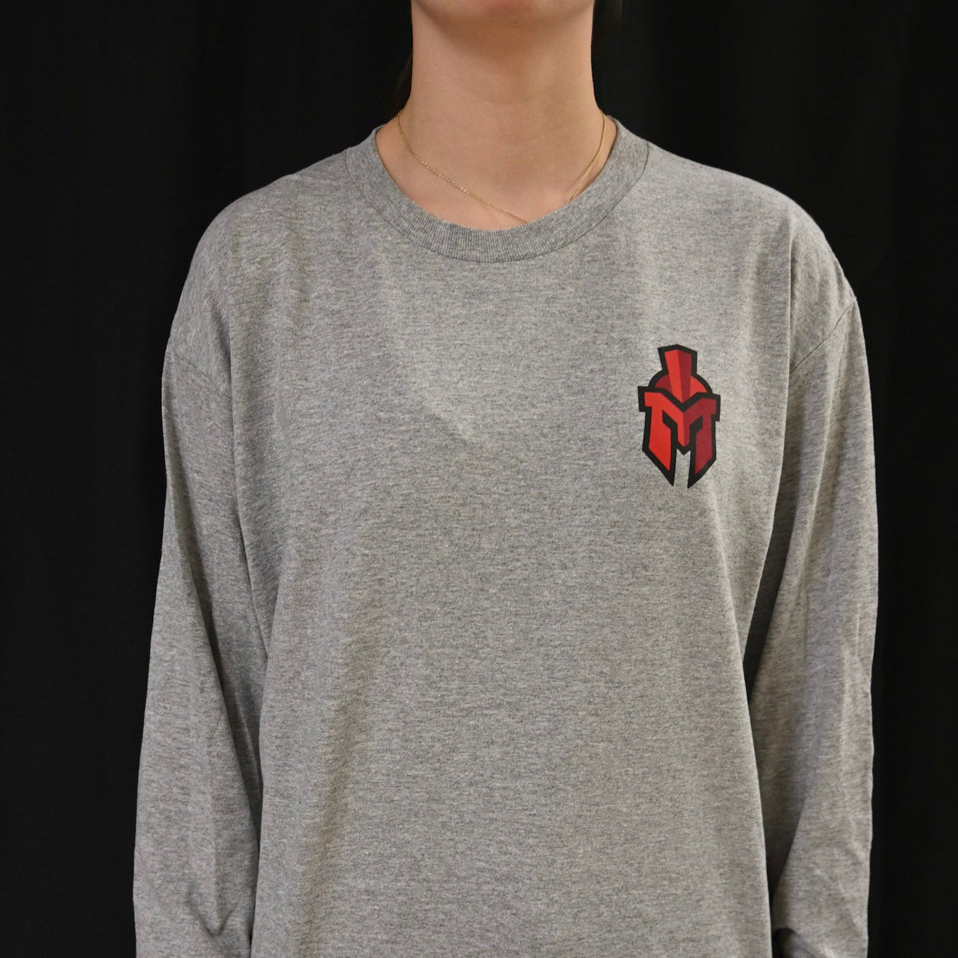 "Be There Be Loud Go Red" Design with pocket sentinel Helmet on front on Long sleeve