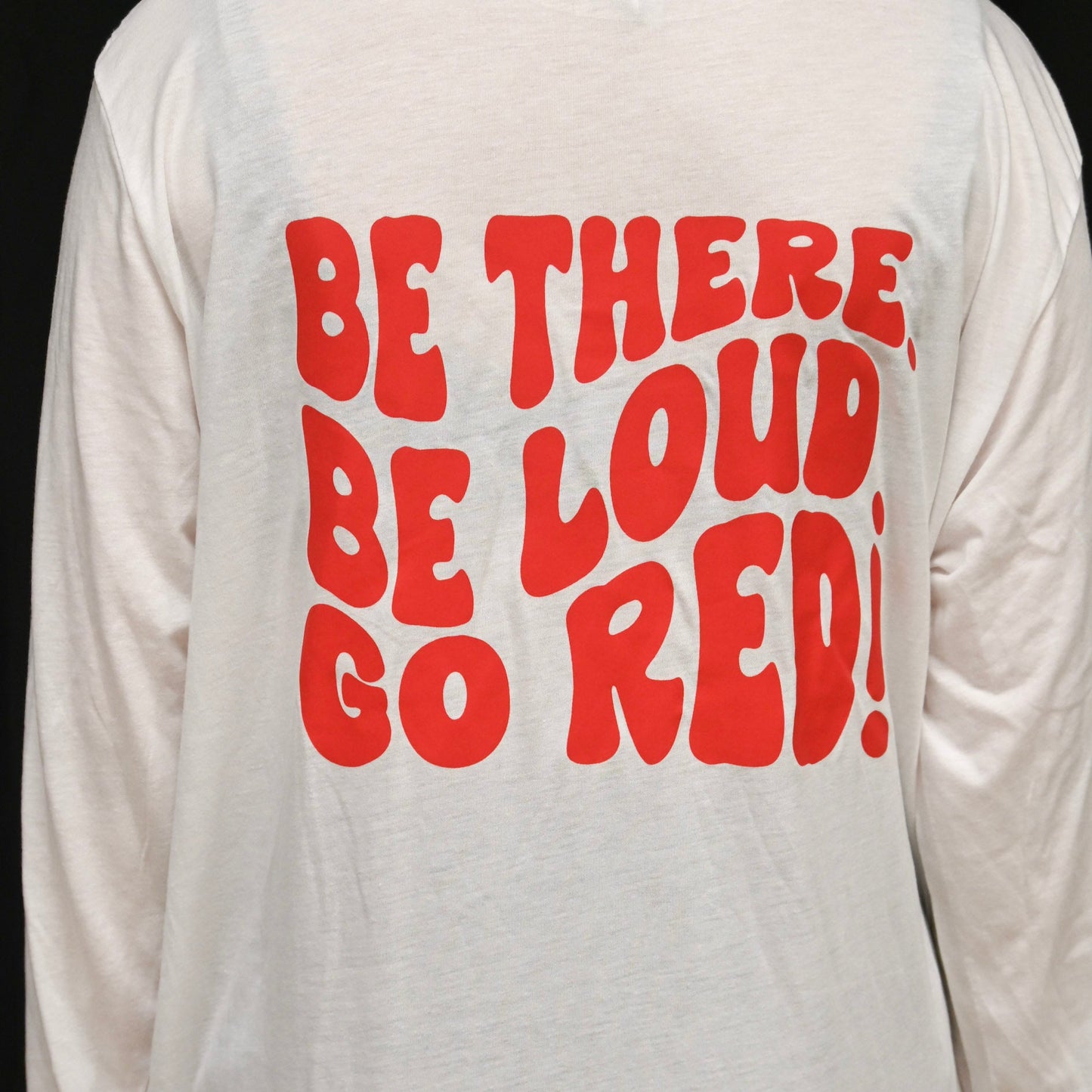 "Be There Be Loud Go Red" Design with pocket sentinel Helmet on front on Long sleeve