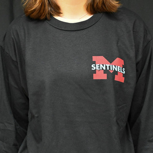 DISCOUNTED ITEM: BLACK LONG SLEEVE WITH POCKET SENTINELS "M" Design (slight damage on logo)