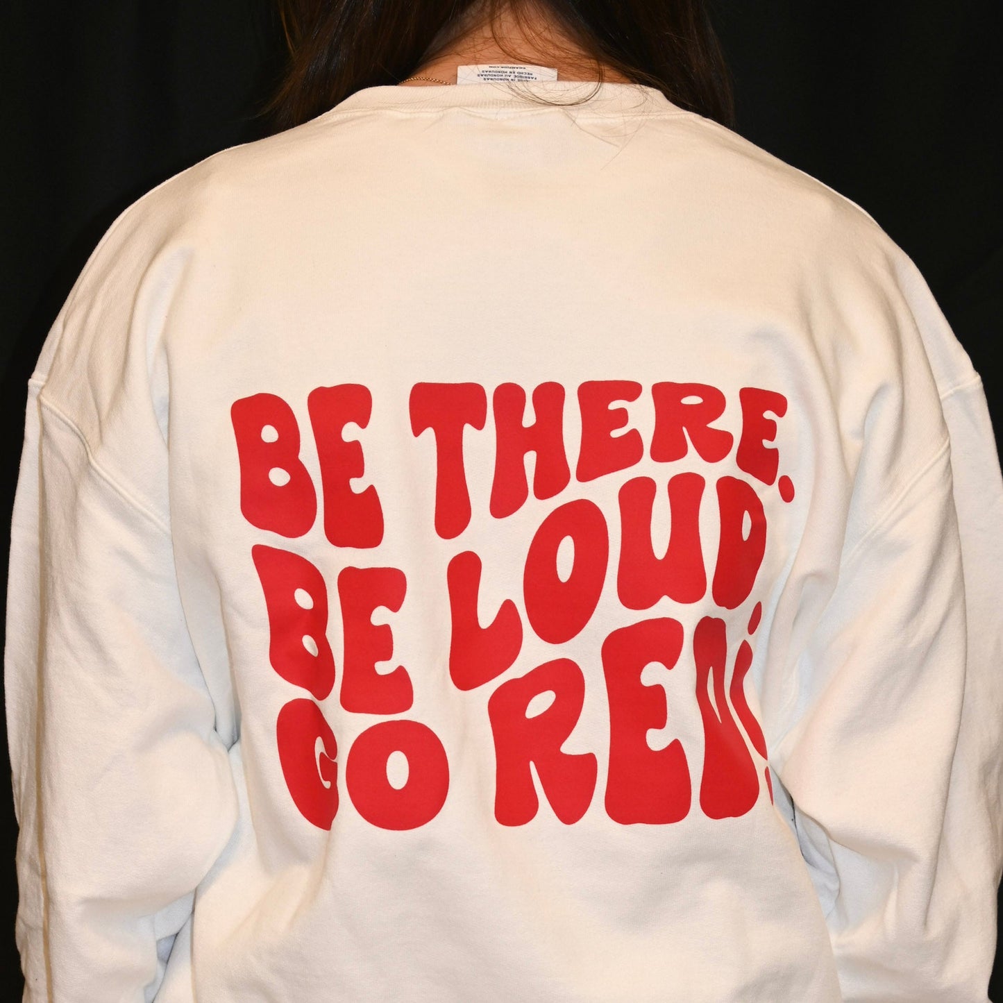 "Be There Be Loud Go Red" Design with Pocket Sentinel Helmet on front Crewneck