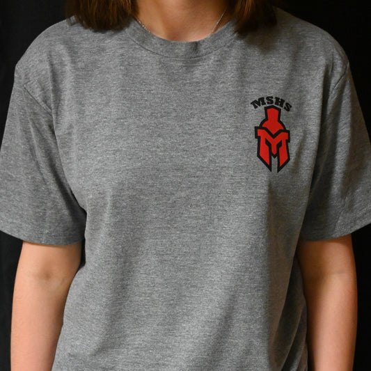 Pocket sentinel helmet on front with "BE THERE BE LOUD GO RED! " on back T-shirt