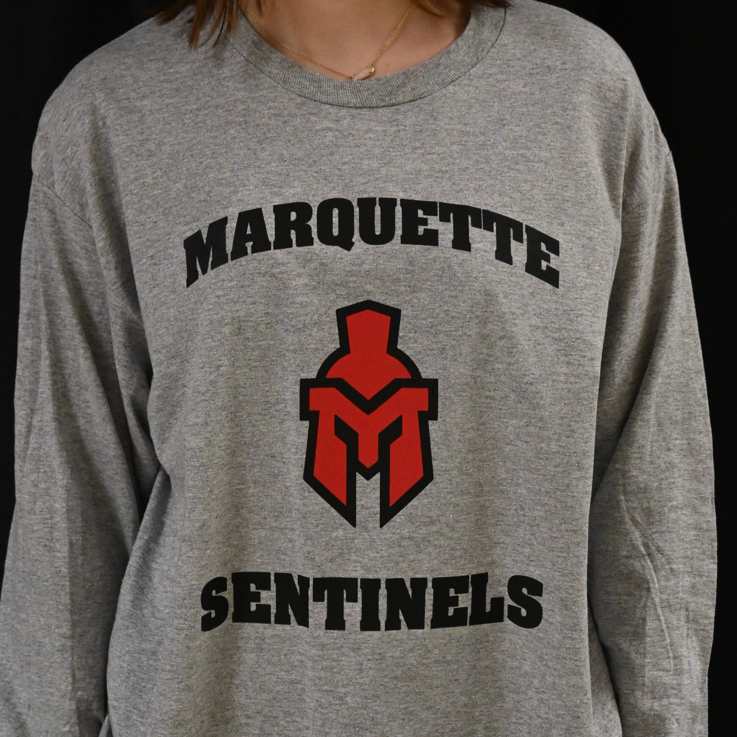 Marquette Sentinels Helmet Logo on Long Sleeve Shirt