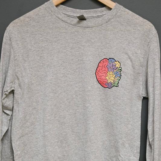 DISCOUNTED: FLORAL STAY TOMMOROW NEEDS YOU GREY LONG SLEEVE