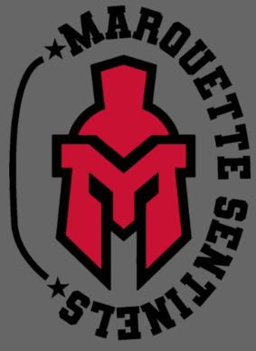 Small Sentinel Helmet "Marquette Sentinels" decal with star in circle (Copy)