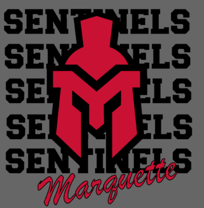 Sentinel text wall with Sentinel Helmet and Cursive Marquette